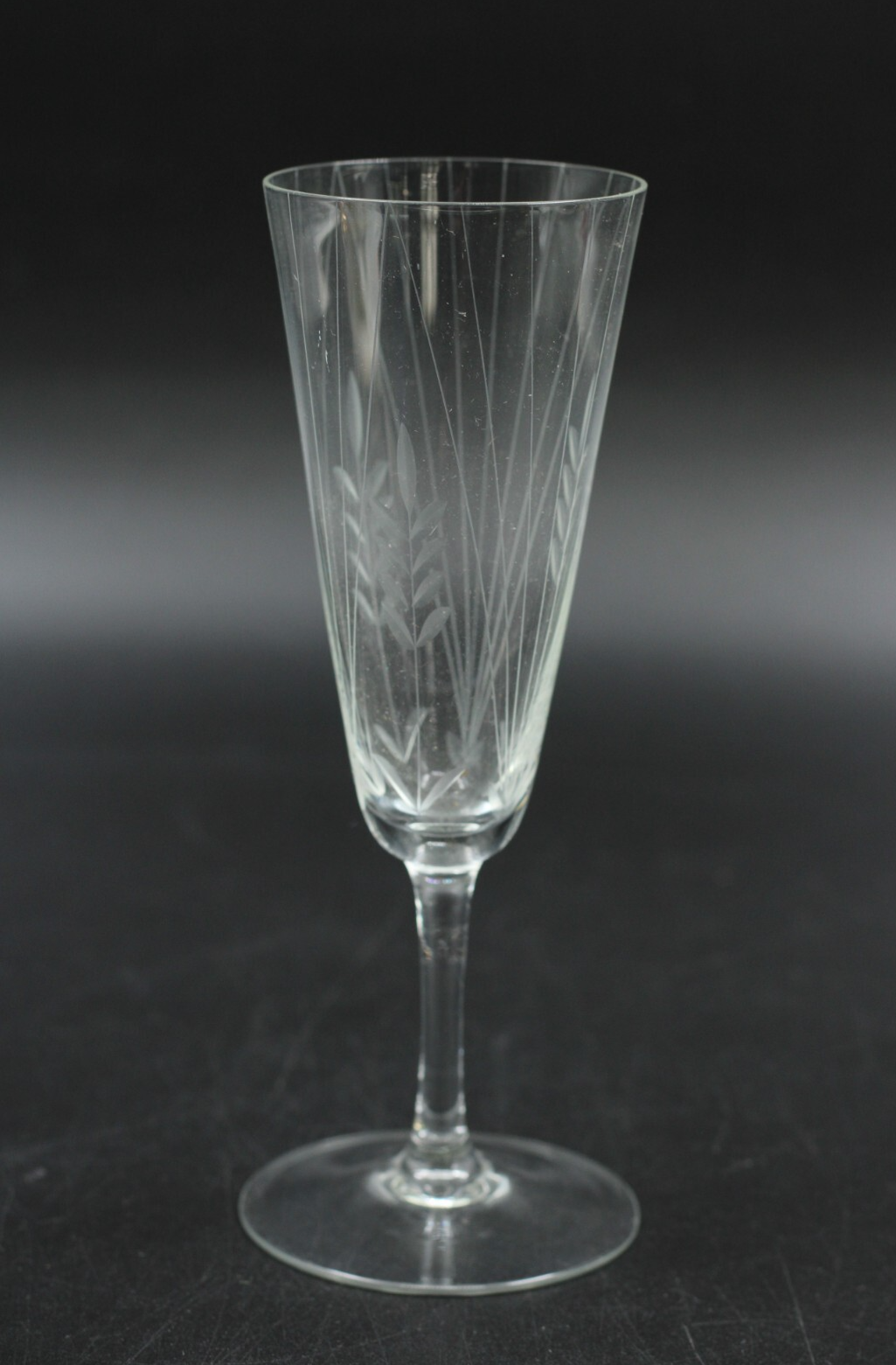 Vintage Sektglas Champagnerglas Glas mit Schliff 50er elegant H 17,5 cm